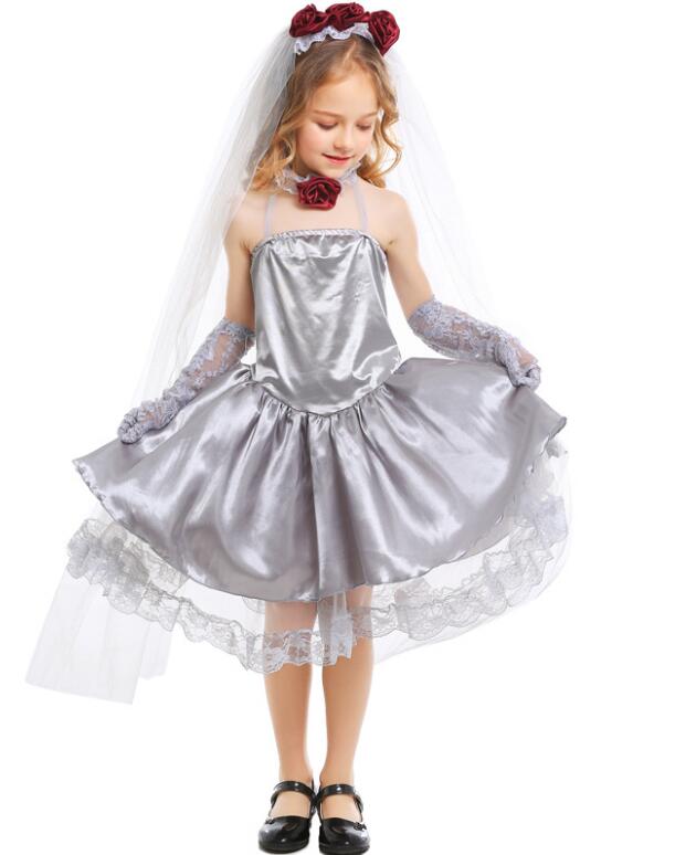 F68157 Ghostly Girl Bride Costume Cemetery Bride Costume Halloween Girl Costume